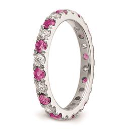 Pure Fire 14kt. White Gold Lab Created Pink Sapphire Band