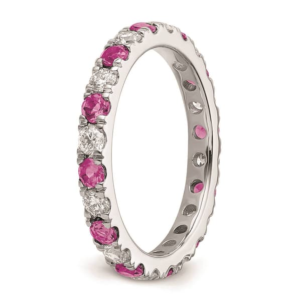 Pure Fire 14kt. White Gold Lab Created Pink Sapphire Band