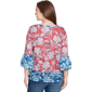 Womens Ruby Rd. Indigo Go Floral Paisley Flounce Sleeve Blouse - image 2