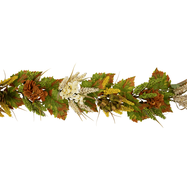 Northlight 5ft. Flowers with Wheat Fall Harvest Garland