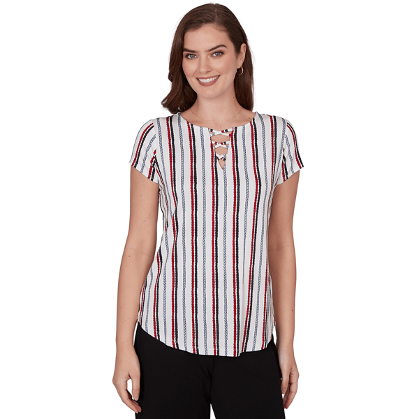 Petite Emaline Sapphire Serenade II Stripe Rope Blouse - image 
