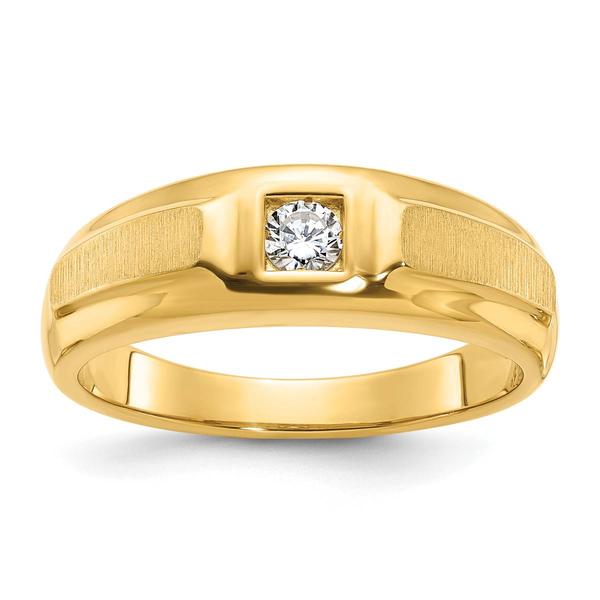 Mens Gentlemens Classics(tm) 14kt. Gold Satin 1/6ctw. Diamond Ring - image 