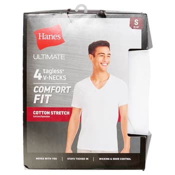 Mens Hanes® Ultimate® 4pk. Comfort Fit Stretch V-Neck T-Shirts - Boscov's