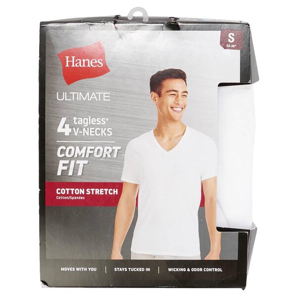 Mens Hanes&#40;R&#41; Ultimate&#40;R&#41; 4pk. Comfort Fit Stretch V-Neck T-Shirts - image 