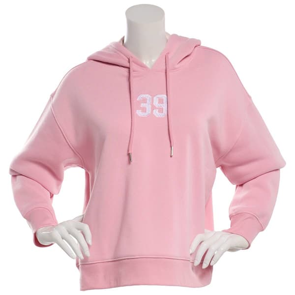 Juniors No Comment Fleece Leaf Lined Hoodie - Pink - image 