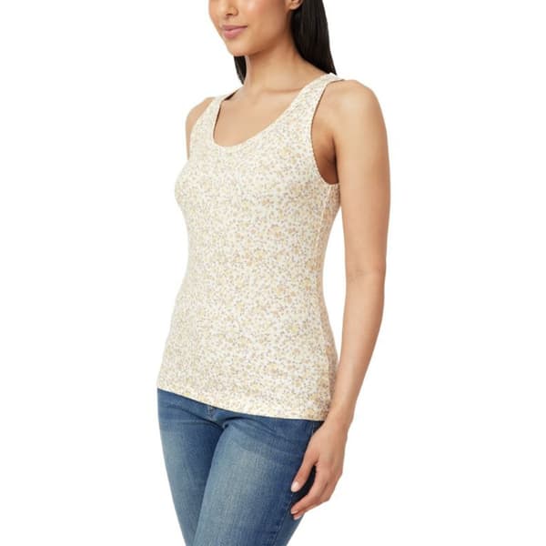 Juniors Wallflower Ribbed Ditsy Scallop Edge Tank Top