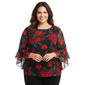 Plus Size Kasper 3/4 Ruffle Sleeve Blurred Floral Blouse - image 1