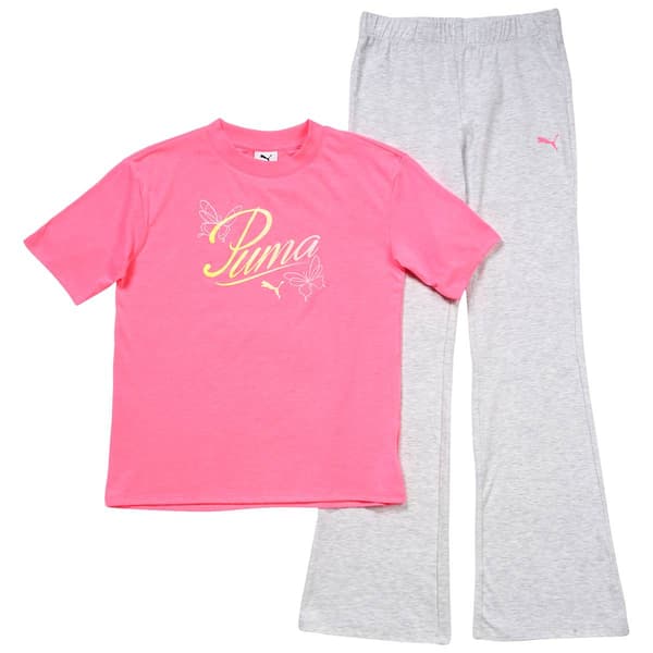 Girls (7-16) Puma® 2pc. Butterfly Script Top & Flare Pants Set - image 