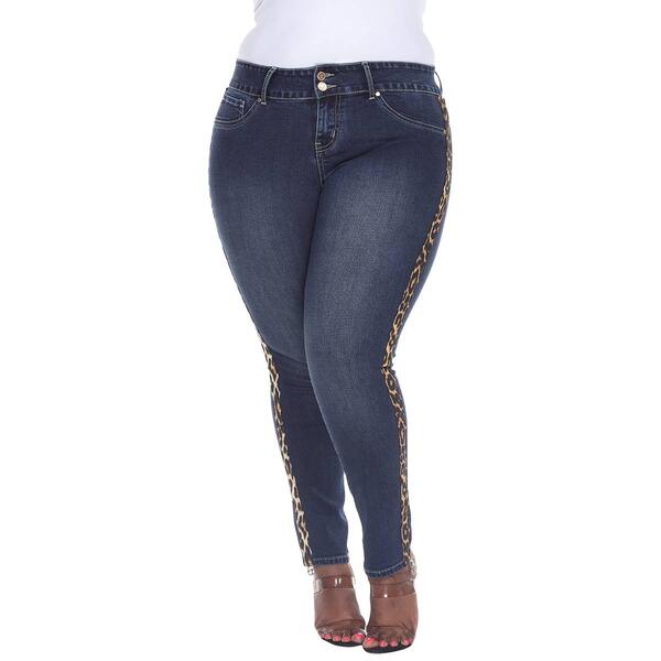 Plus Size White Mark&#40;R&#41; Cheetah Panel Denim Jeans - image 
