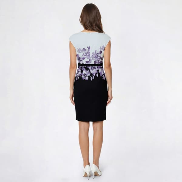 Womens Connected Apparel Color Block Floral Sheath Dress
