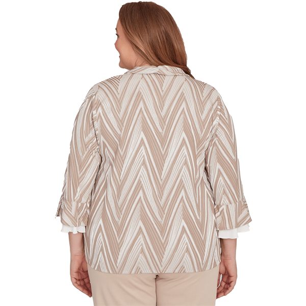 Plus Size Alfred Dunner Urban Legend Chevron Two In One Blouse
