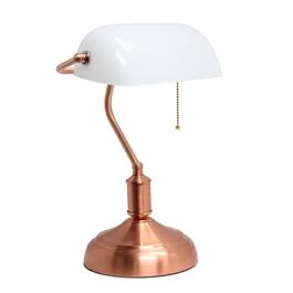 Simple Designs Executive Banker''s Desk Lamp w/White Glass Shade