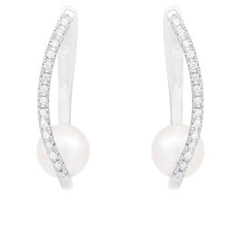 Splendid Pearls 14kt. White Gold Dangling Akoya Pearl Earrings
