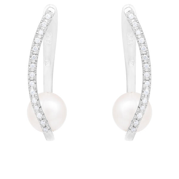 Splendid Pearls 14kt. White Gold Dangling Akoya Pearl Earrings