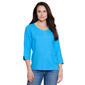 Womens Ali Miles 3/4 Sleeve Solid Henley Blouse - image 1