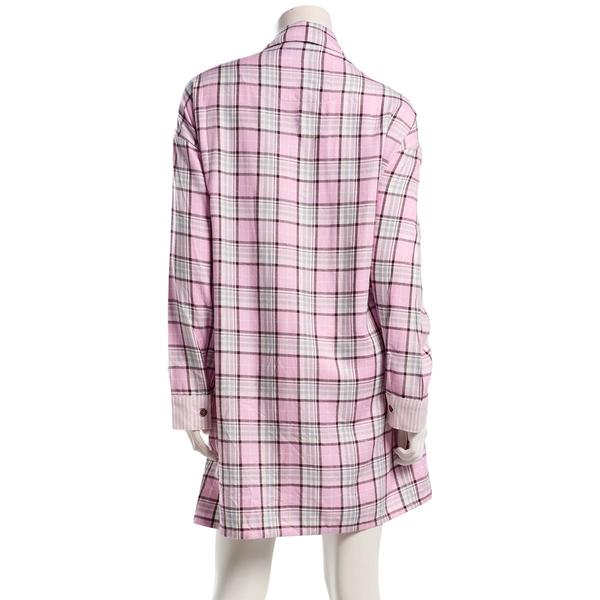 Womens Jaclyn Long Sleeve Plaid Flannel Notch Collar Nightshirt