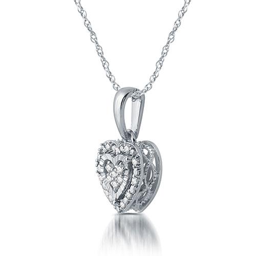 Diamond Classics™ Sterling Silver 1/10ctw. Heart Pendant