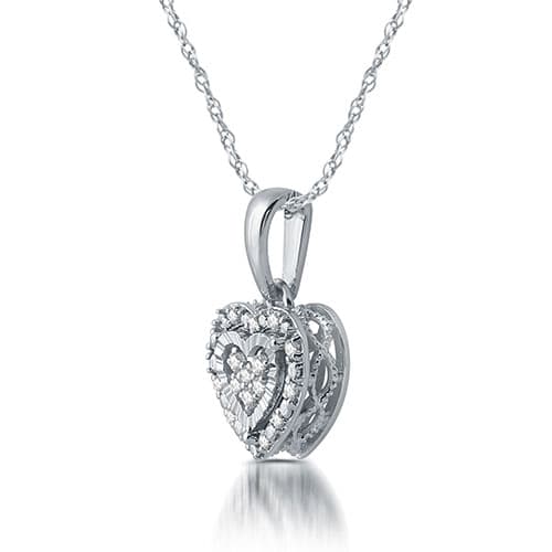 Diamond Classics™ Sterling Silver 1/10ctw. Heart Pendant