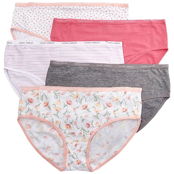 Womens Laura Ashley® 5pk. Cotton Bikini Panties LS9540-5PKJX - image 