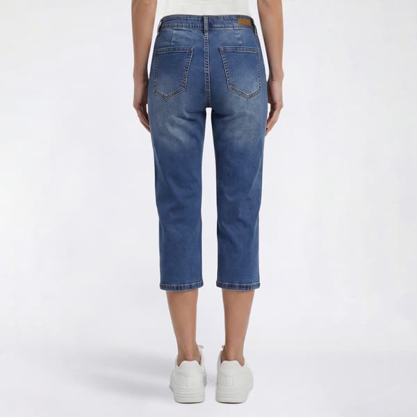 Womens Bleu Denim Tie Waist Denim Capris