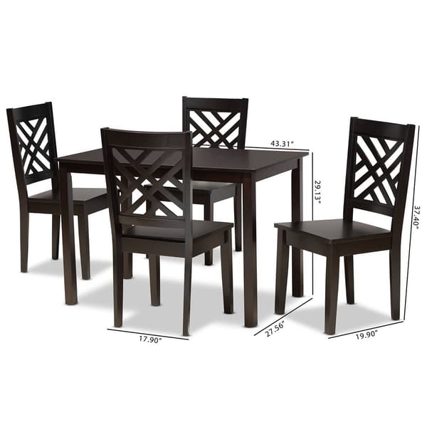 Baxton Studio Ani Dark Brown Finished Wood 5pc. Dining Set