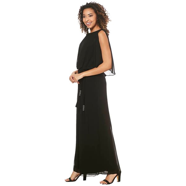 Womens MSK Solid Sleeveless Chiffon Bead Tassel Jumpsuit