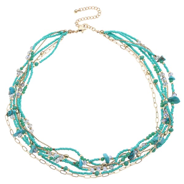 Ashley Cooper(tm) Turquoise Layered  Multi Bead Statement Necklace - image 