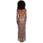 Juniors Madden Girl Mesh Cowl Neck High Low Maxi Dress- Taupe - image 3