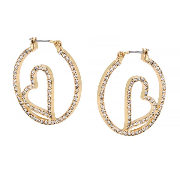 Steve Madden Pav&#233; Heart Hoop Earrings