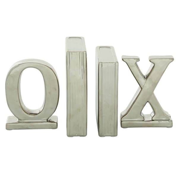 9th & Pike&#174; Silver Ceramic Bookend Sculptures - Set of 4