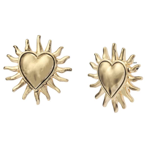 Steve Madden Sunburst Heart Button Earrings