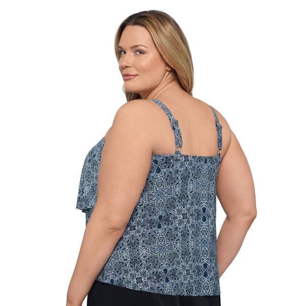 Plus Size TrimShaper Tonga Tiles Lena Tankini Swim Top
