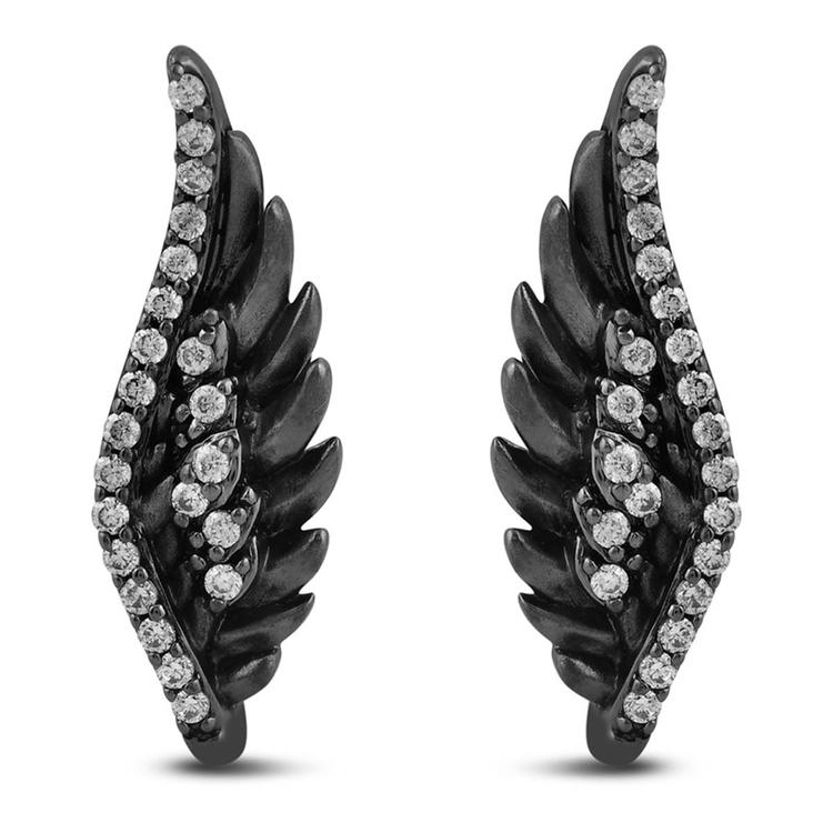 Enchanted by Disney Sterling Silver Maleficent Wing Earrings