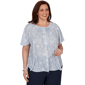 Plus Size Emaline Sapphire Serenade II Short Sleeve Floral Blouse - image 1