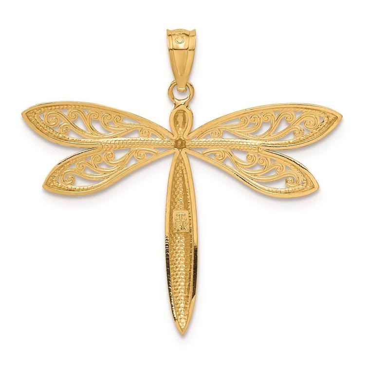 Gold Classics™ 14kt. Gold with Rhodium Dragonfly Pendant