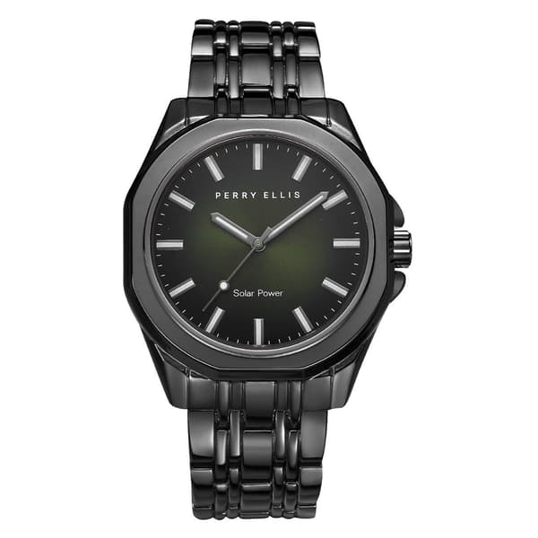 Mens Perry Ellis Solar Gunmetal Tone Green Dial Watch PES0008GU Boscov s