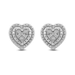 Sterling Silver 1/20cttw. Diamond Heart Stud Earrings