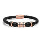 Mens Steeltime 18kt. Rose Gold &amp; Leather Braided Bracelet - image 1