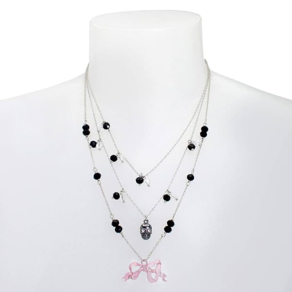 Betsey Johnson Bow & Skull Multi-Strand Necklace