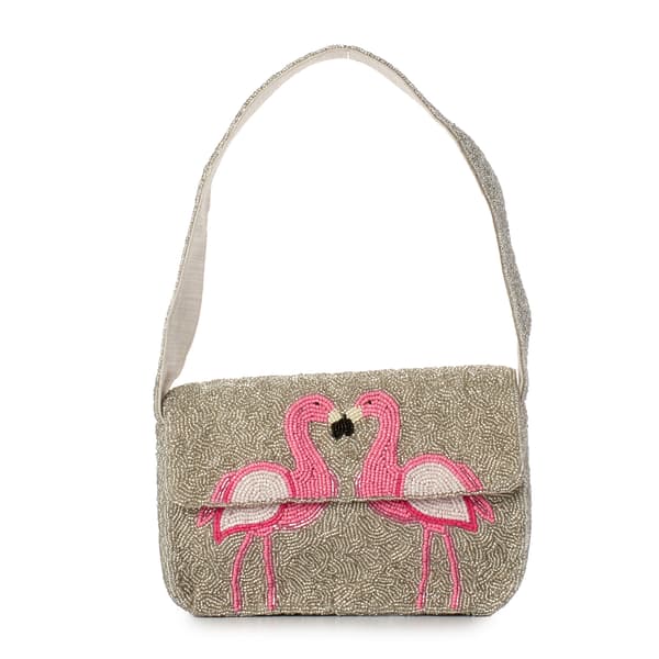 SOL and MER Beaded Flamingo Shoulder Bag - image 
