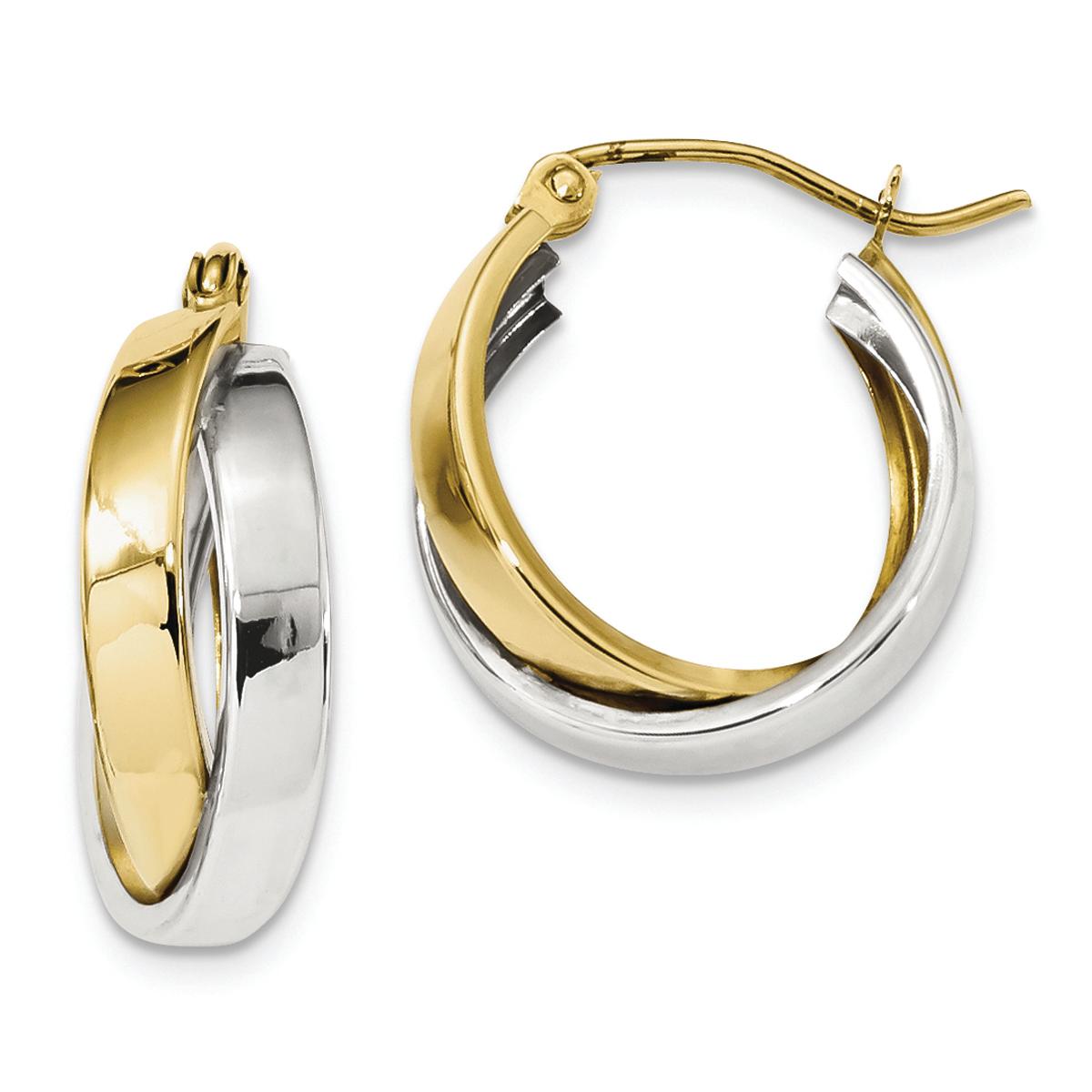 Gold Classics™ 10kt. Two-tone Polished Double Hoop...