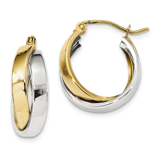Gold Classics(tm) 10kt. Two-tone Polished Double Hoop Earrings - image 