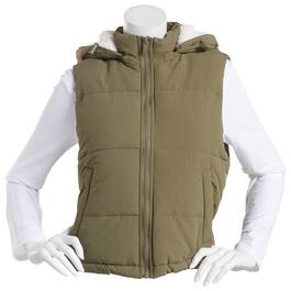 Love Tree Cropped Corduroy Puffer Vest for Women in Khaki