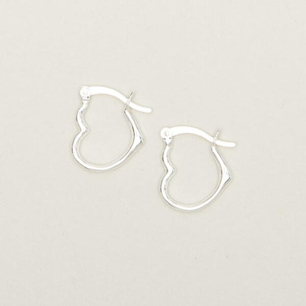 Kids Sterling Silver Heart Hoop Earrings - image 