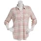 Plus Size Emily Daniels 3/4 Sleeve Plaid Hacci Blouse- Pink/Cream - image 1