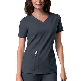 Womens Cherokee Core Stretch V-Neck Top - Pewter
