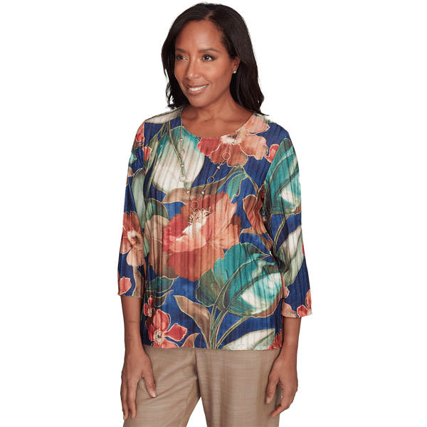 Womens Alfred Dunner Summer Solstice Dramatic Floral Blouse