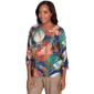Womens Alfred Dunner Summer Solstice Dramatic Floral Blouse - image 3