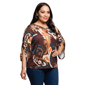 Plus Size 24/7 Comfort Apparel Brown Paisley Dolman Top - image 2
