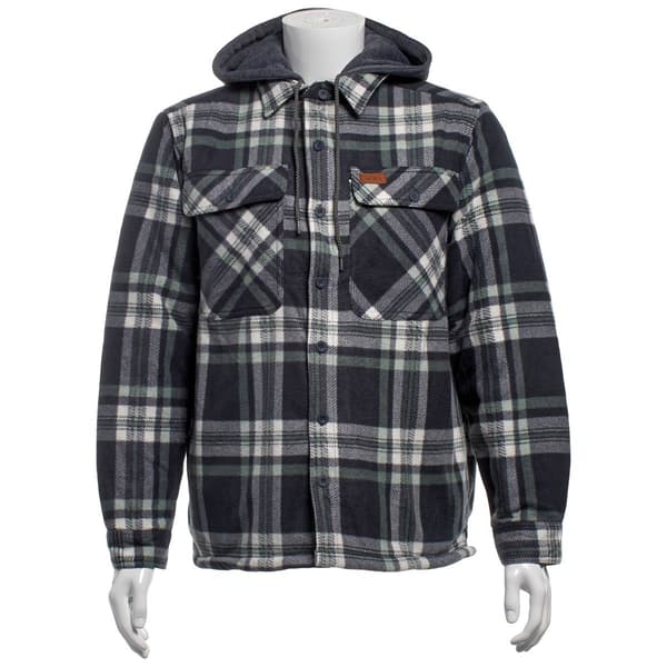 Mens Mountain Ridge Plaid Polar Fleece Jacket - Green/Blue - image 